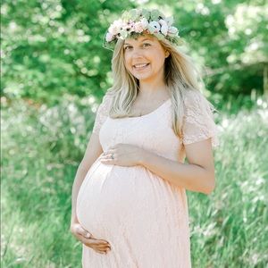 Maternity lace peach dress